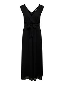 ONLY Locker geschnitten V-Ausschnitt Langes Kleid -Black - 15304561