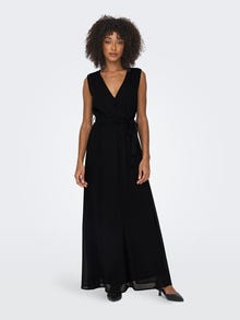ONLY Locker geschnitten V-Ausschnitt Langes Kleid -Black - 15304561