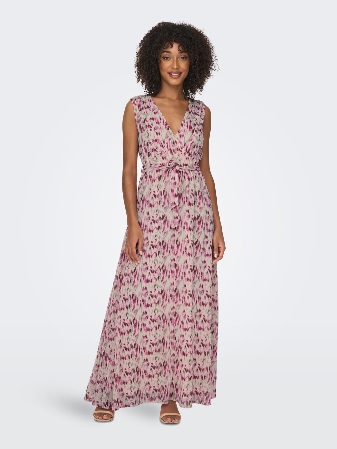 ONLY V-Neck Maxi Dress With Belt -Mulberry - 15304561