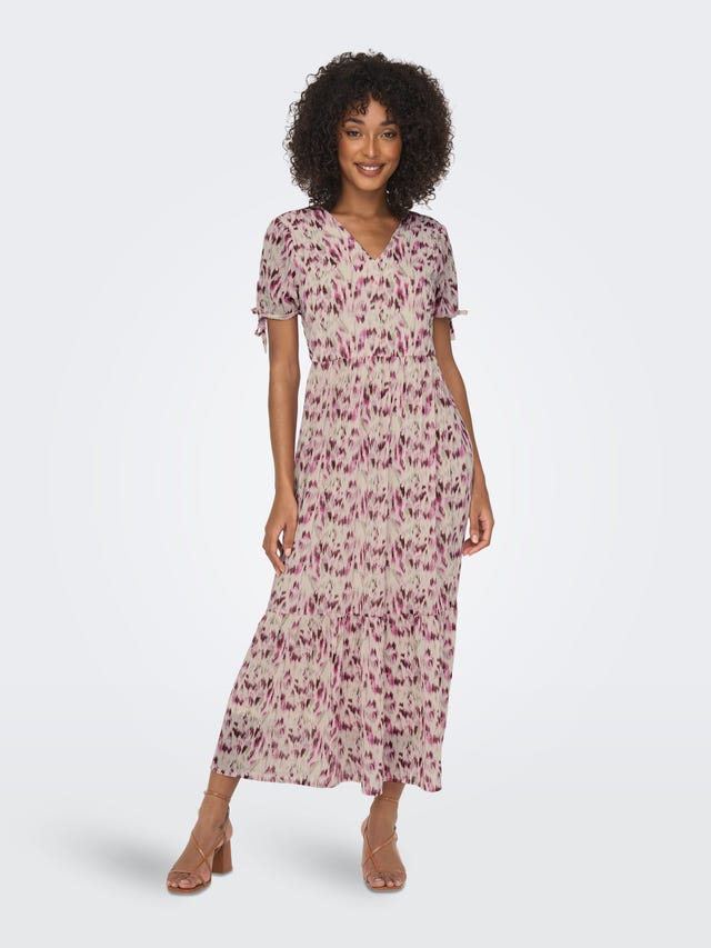 ONLY Relaxed fit V-Hals Pofmouwen Midi-jurk - 15304562