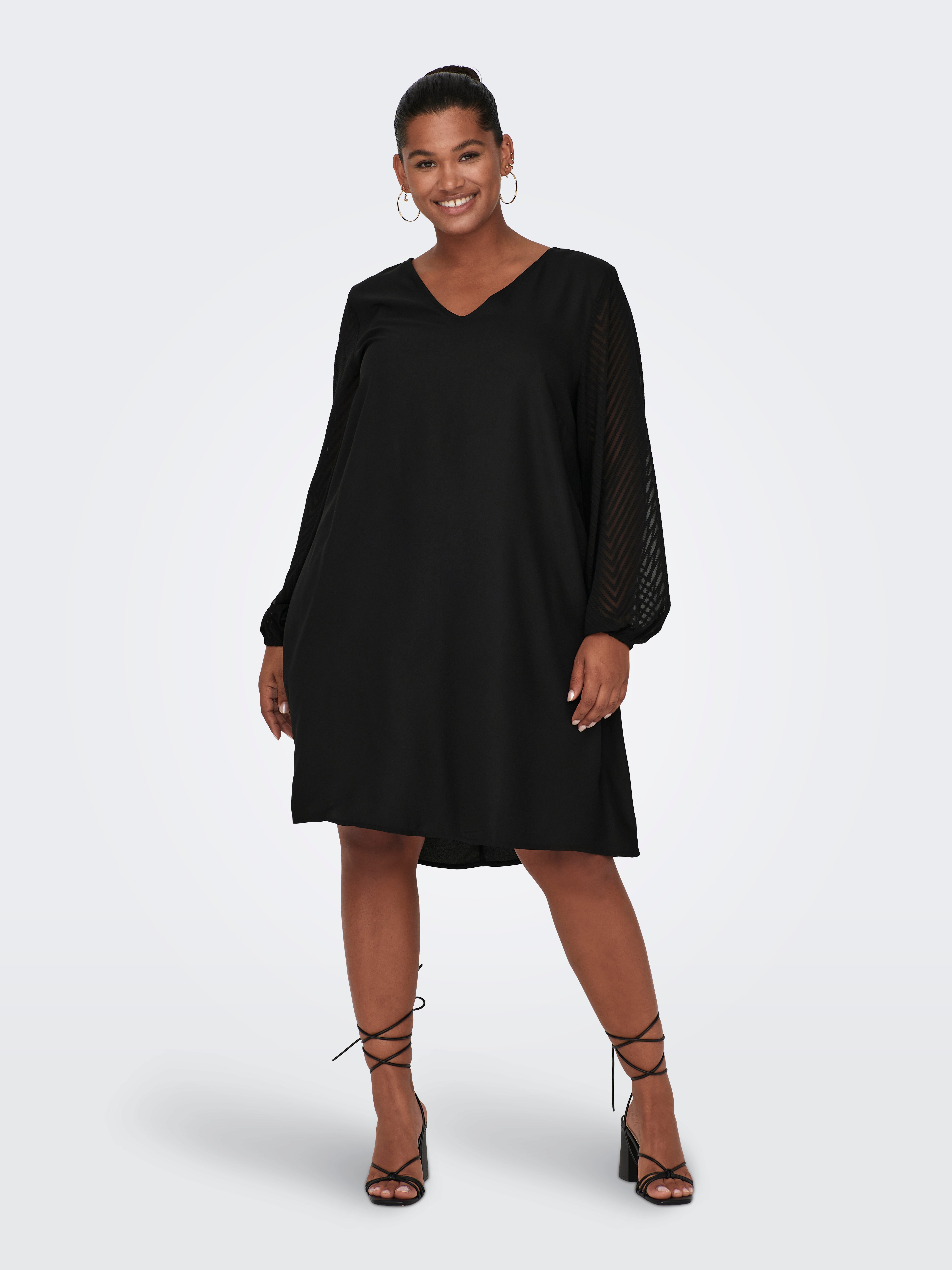 Black shift dress v clearance neck