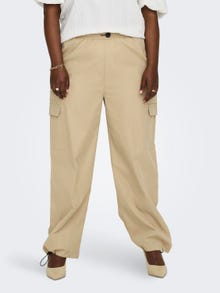 ONLY Regular Fit Mid waist Elasticated hems Elasticated cuffs Cargo Trousers -Incense - 15304573