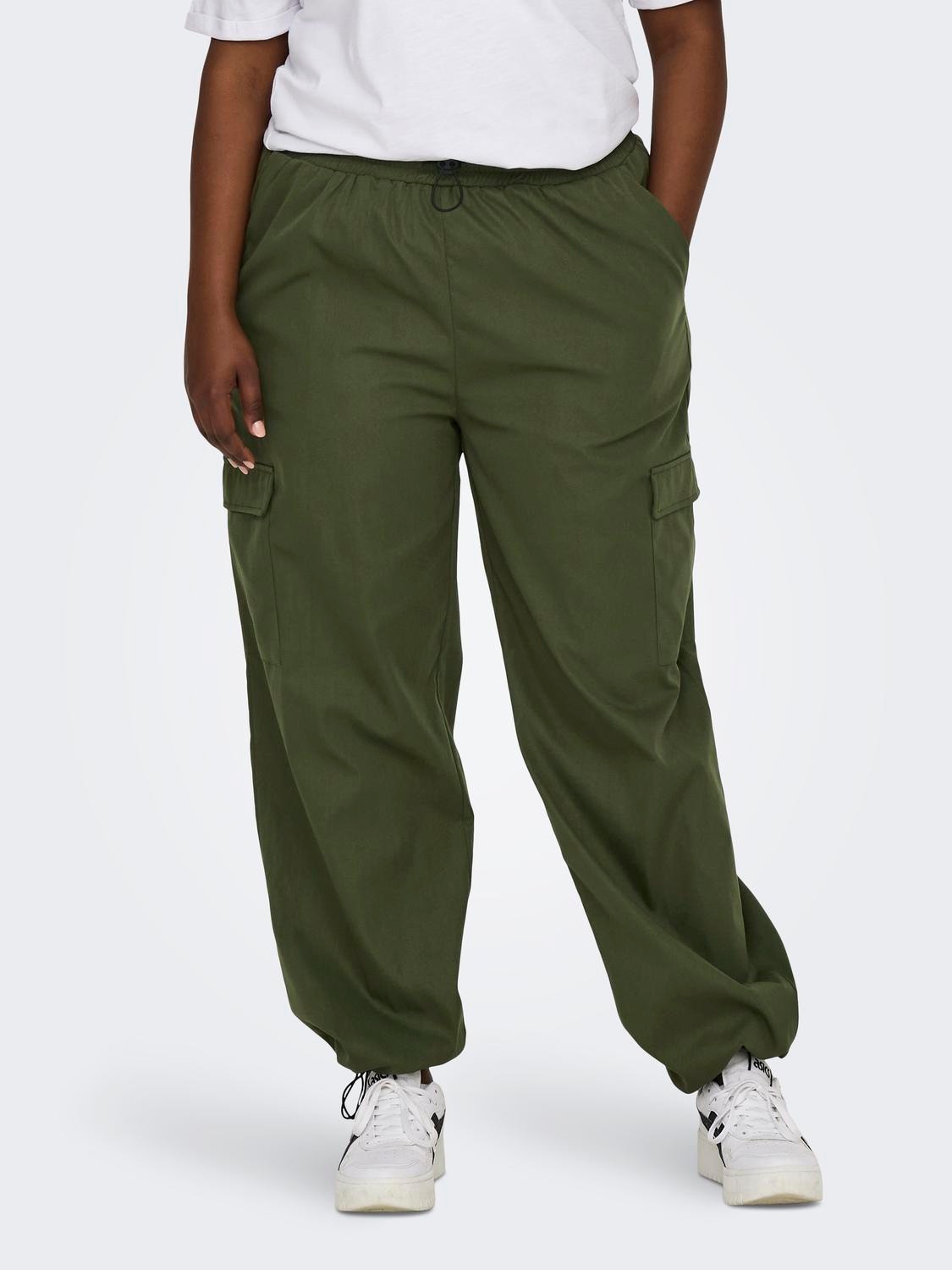 ONLY Pantalones cargo Corte regular Cintura media Detalle elástico Puños elásticos -Rifle Green - 15304573