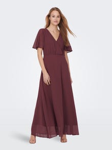 ONLY V-Neck Short Sleeves Maxi Dress -Rose Brown - 15304574