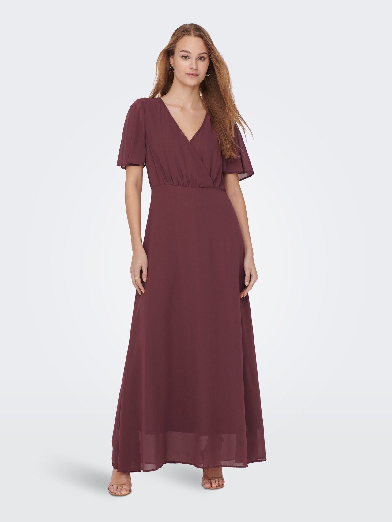ONLY Robe midi Relaxed Fit Col en V -Rose Brown - 15304574