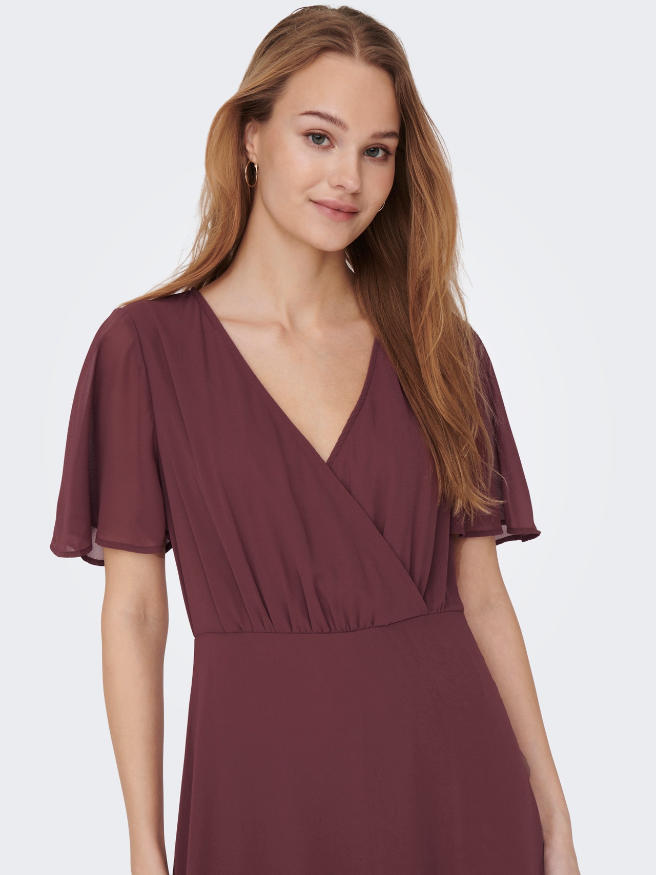ONLY Relaxed Fit V-hals Midikjole -Rose Brown - 15304574