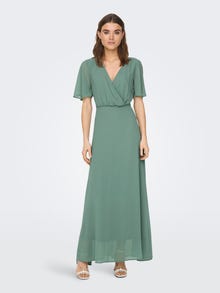 ONLY V-Neck Short Sleeves Maxi Dress -Chinois Green - 15304574