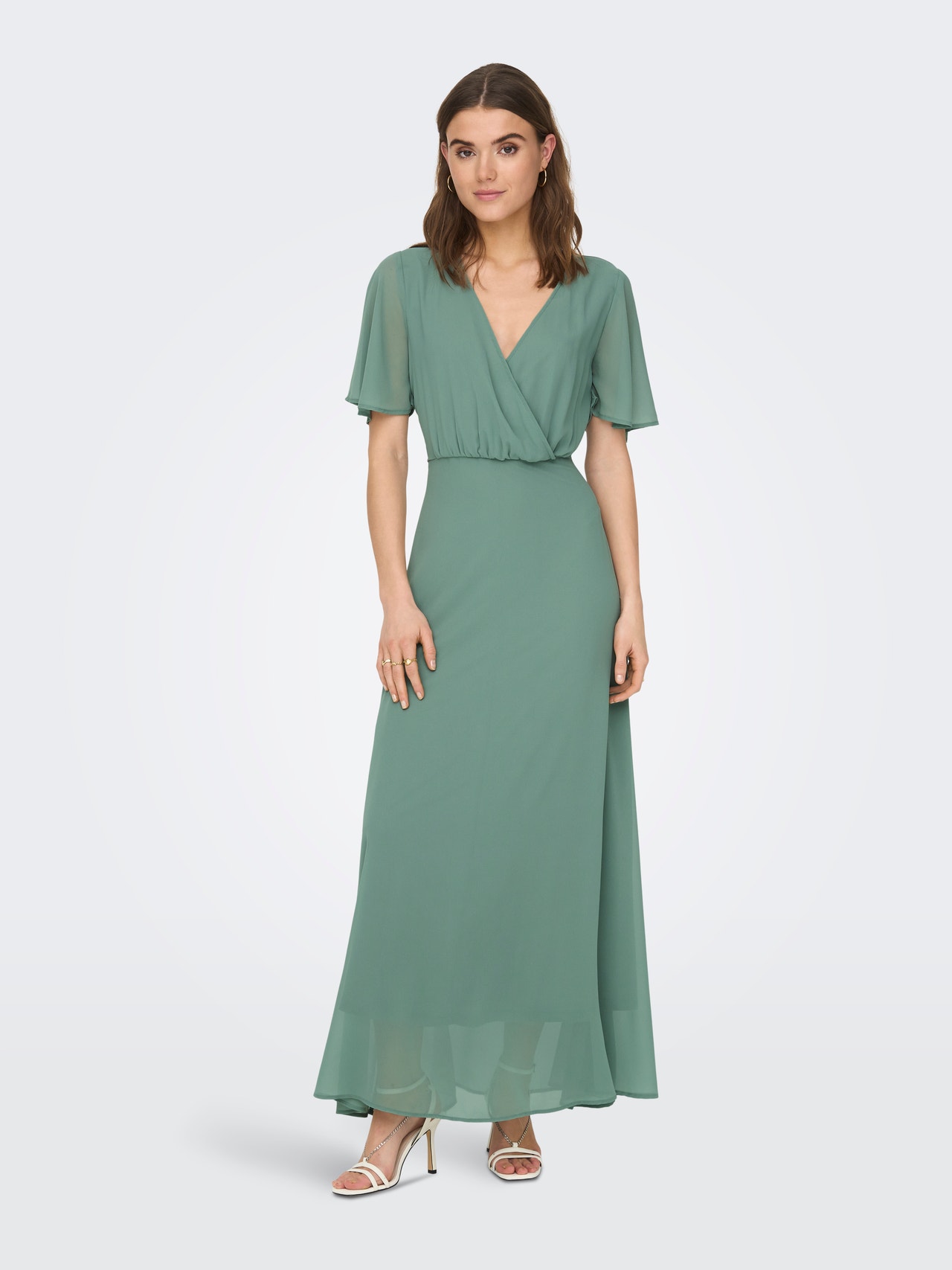 Relaxed V-Hals Midi-jurk | Midden Grijs | ONLY®