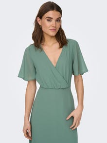 ONLY V-Neck Short Sleeves Maxi Dress -Chinois Green - 15304574