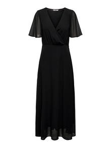 ONLY V-Neck Short Sleeves Maxi Dress -Black - 15304574
