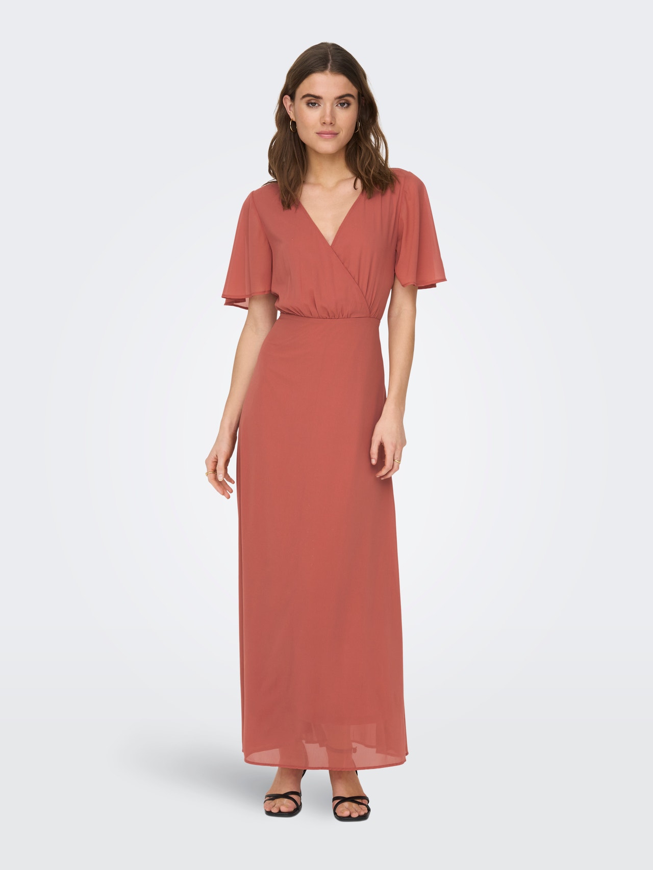 ONLY V-Neck Short Sleeves Maxi Dress -Canyon Rose - 15304574