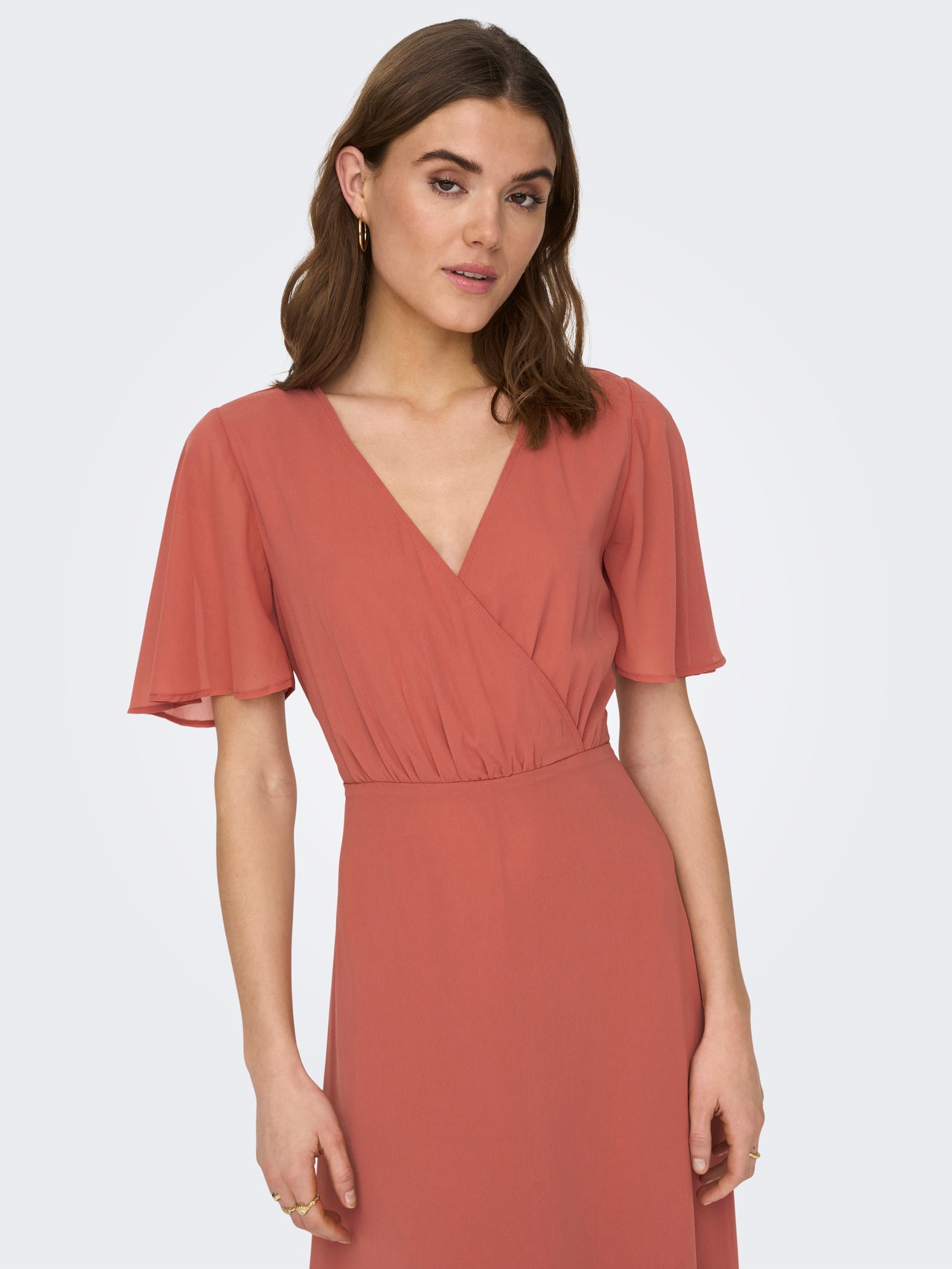 ONLY Relaxed Fit V-hals Midikjole -Canyon Rose - 15304574
