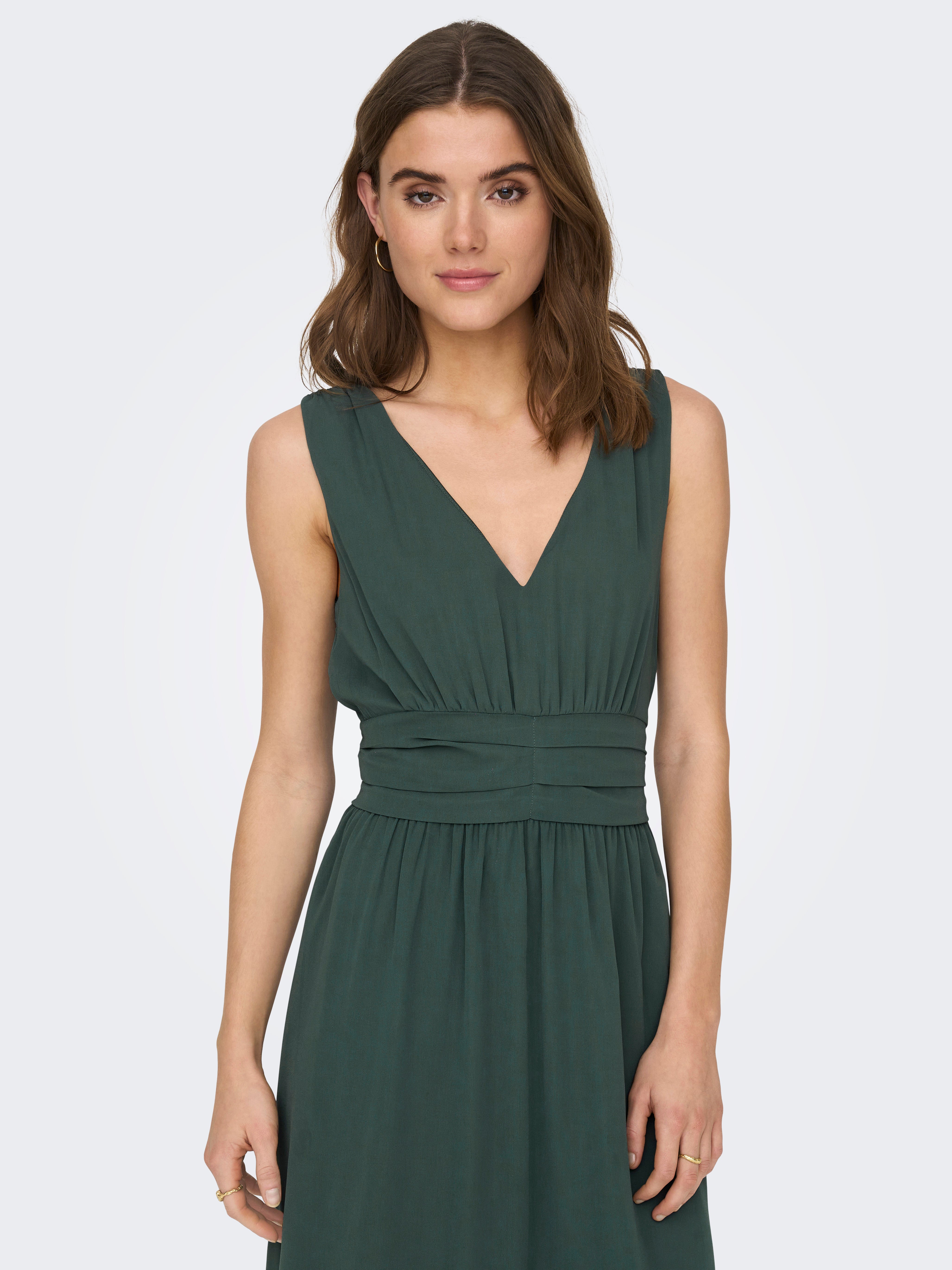 Robe midi Relaxed Fit Dos nu Vert fonc ONLY