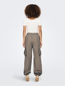 ONLY Pantalones Corte wide leg Cintura media Detalle elástico -Walnut - 15304585