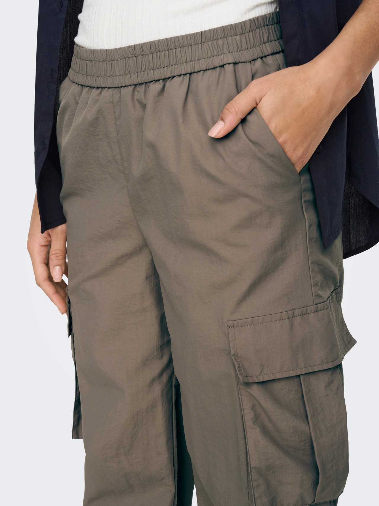 ONLY Wide Leg Fit Mid waist Elasticated hems Trousers -Walnut - 15304585