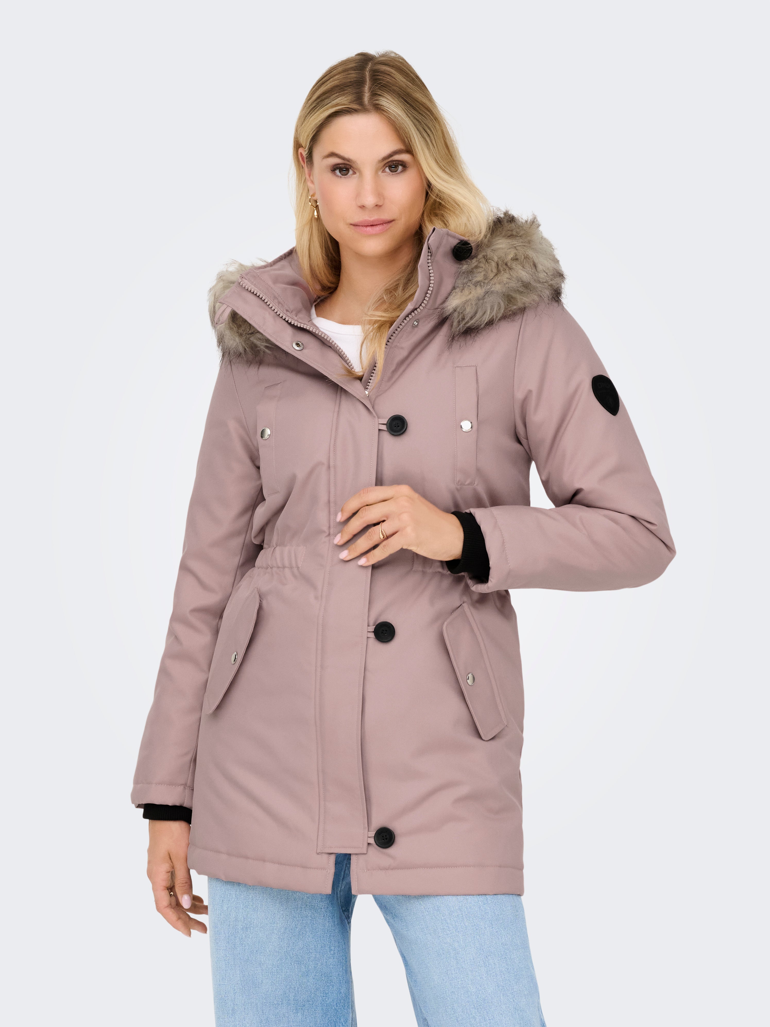 Fur Only Damen Iris Parka Jacke Rosa Winterparka Only Damen Jacke