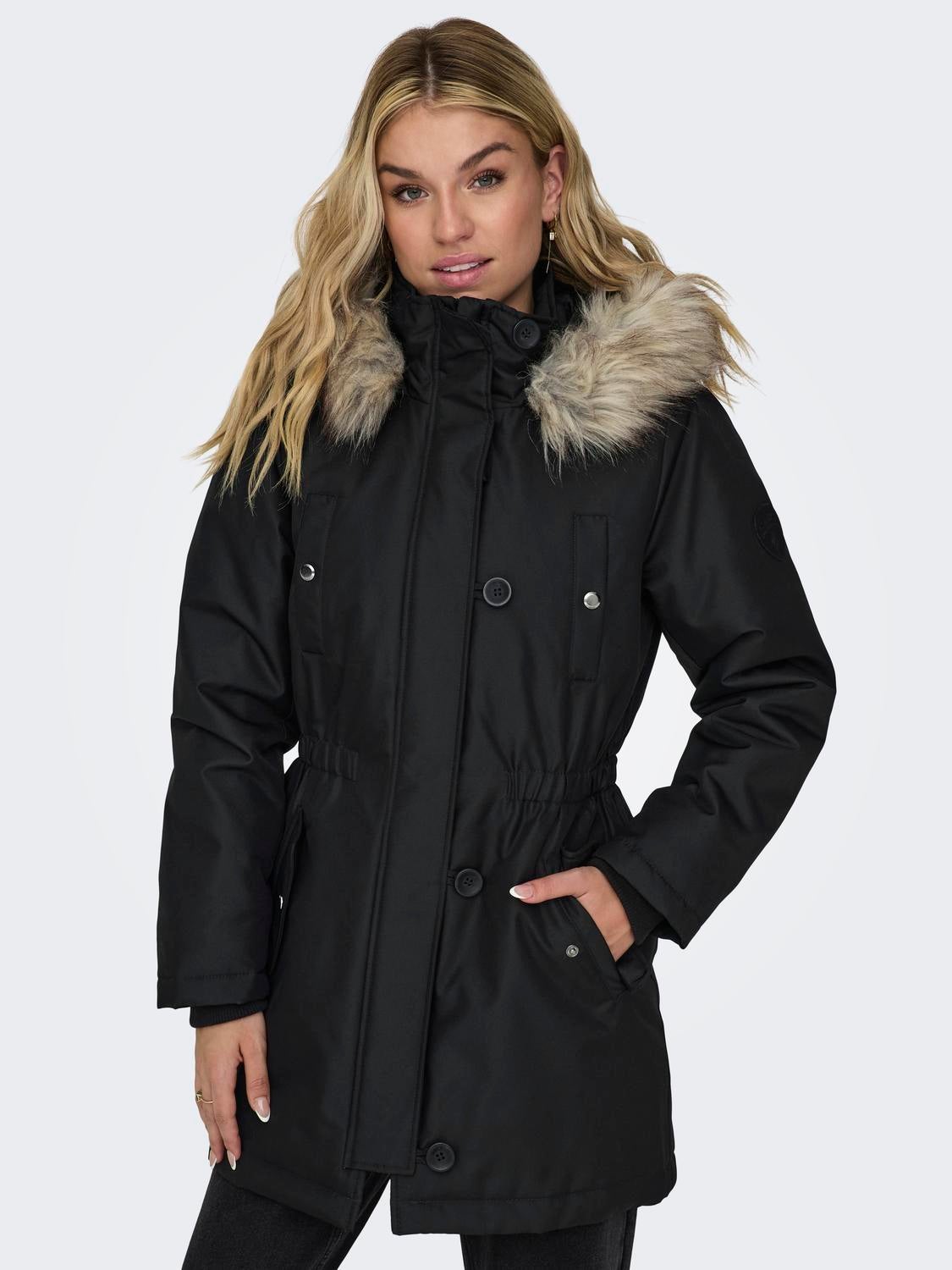 Detachable faux clearance fur hood trim