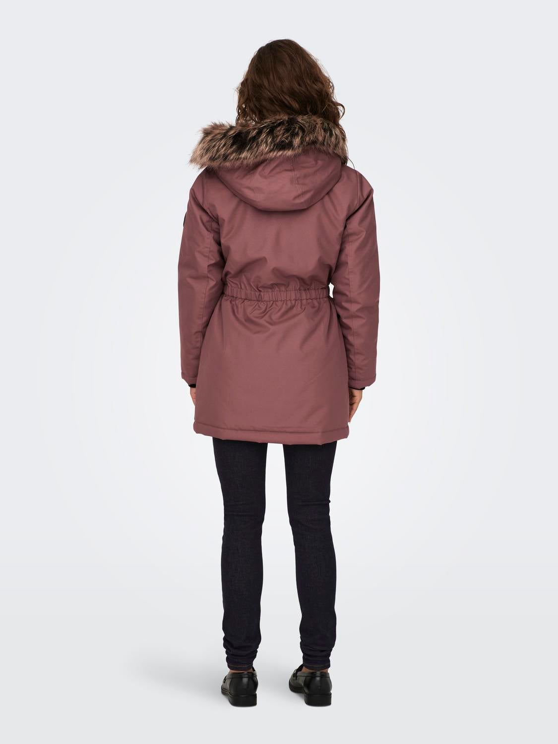 Burgundy parka with hotsell fur hood