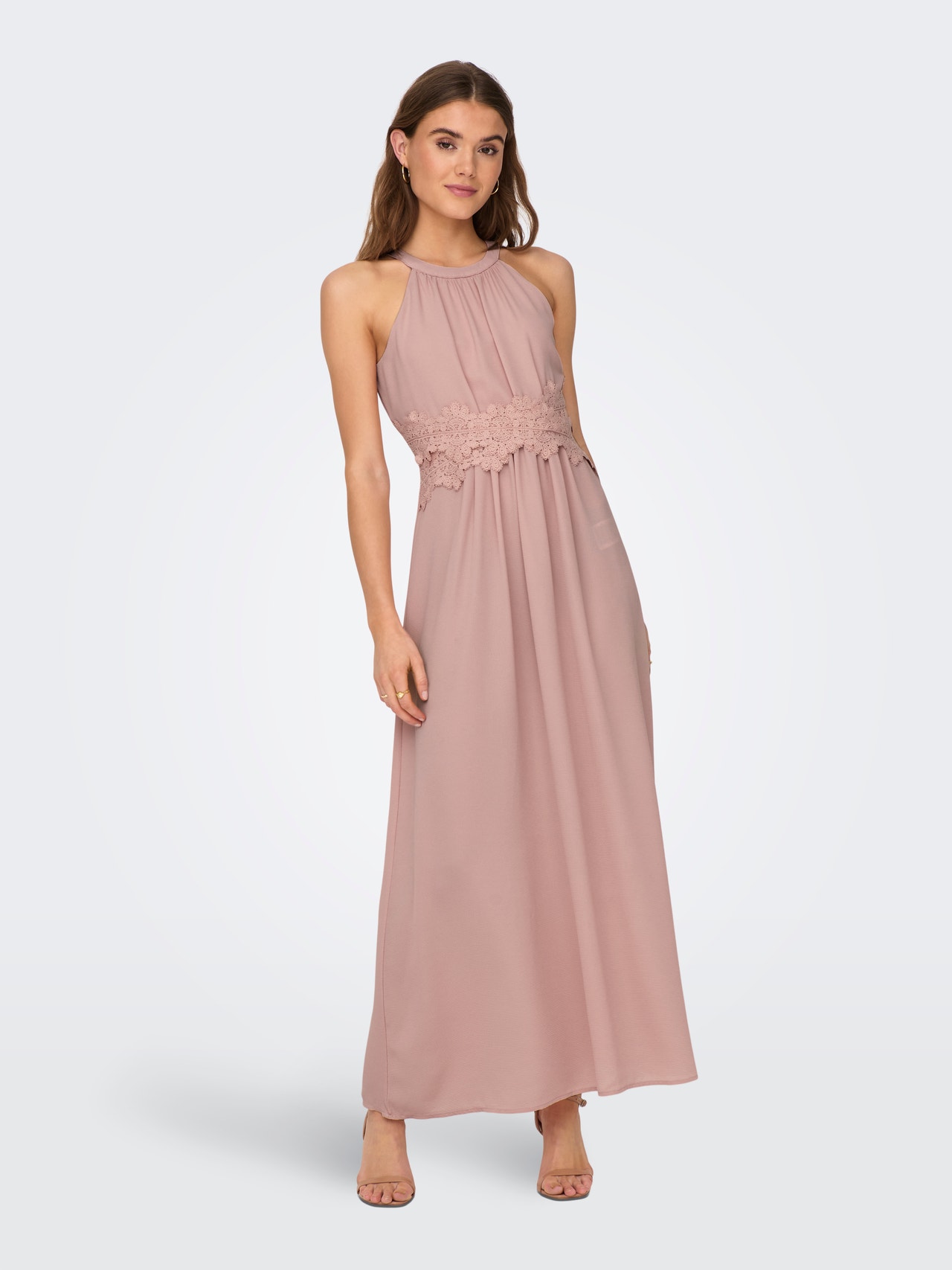 ONLY Relaxed Fit Halter neck Midi dress -Misty Rose - 15304689