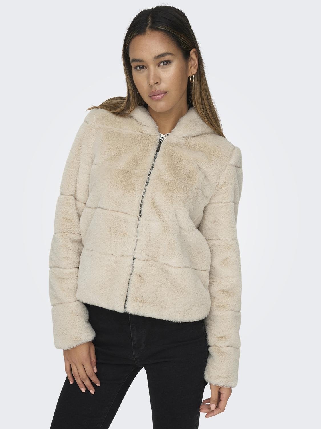 Only faux fur cropped on sale coat