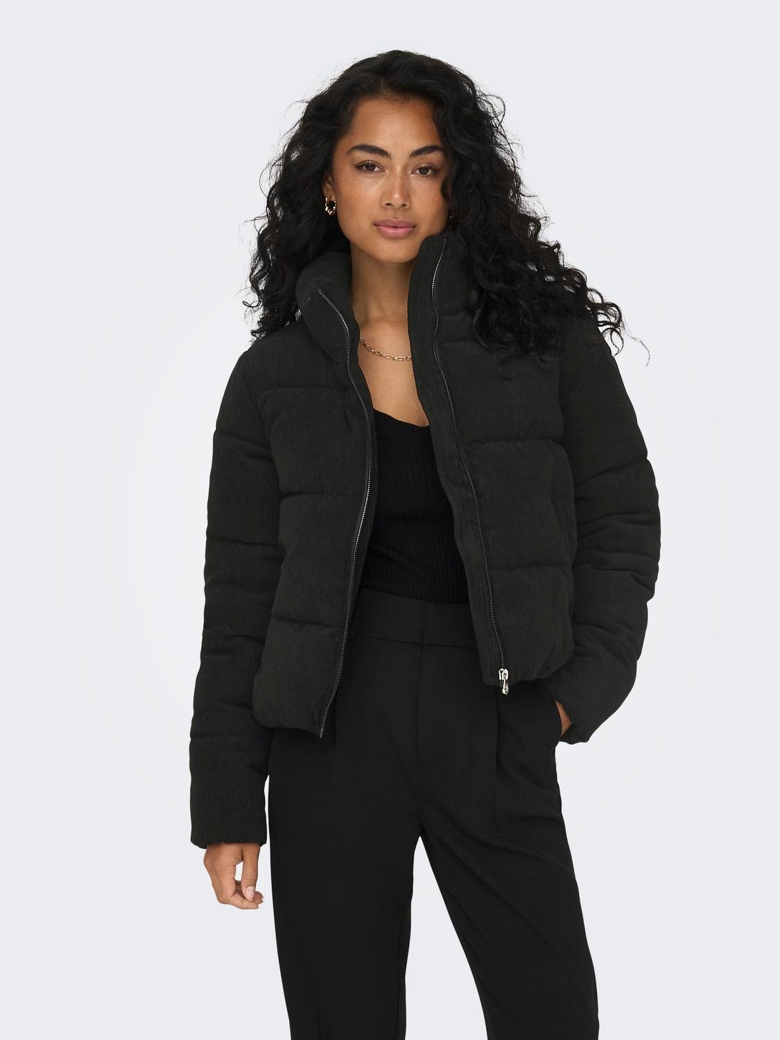 ONLY High stand-up collar Quilted Jacket -Black - 15304768