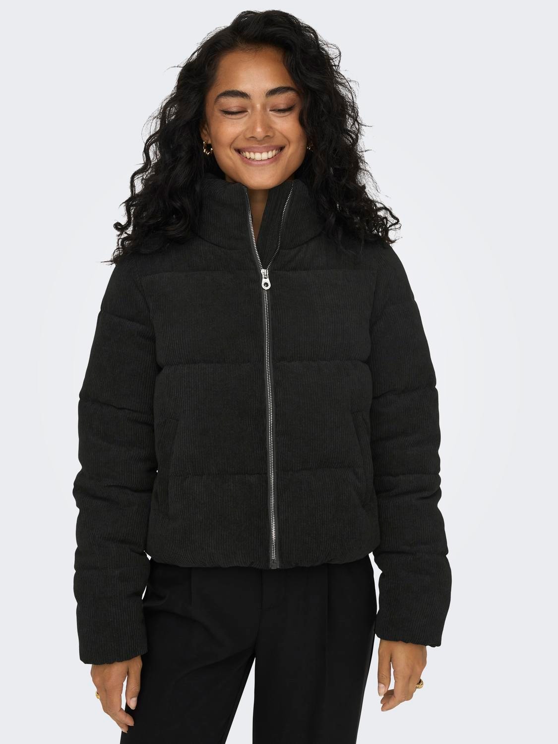 ONLY High stand-up collar Quilted Jacket -Black - 15304768