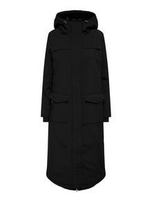 ONLY Hood Ribbed cuffs Coat -Black - 15304774