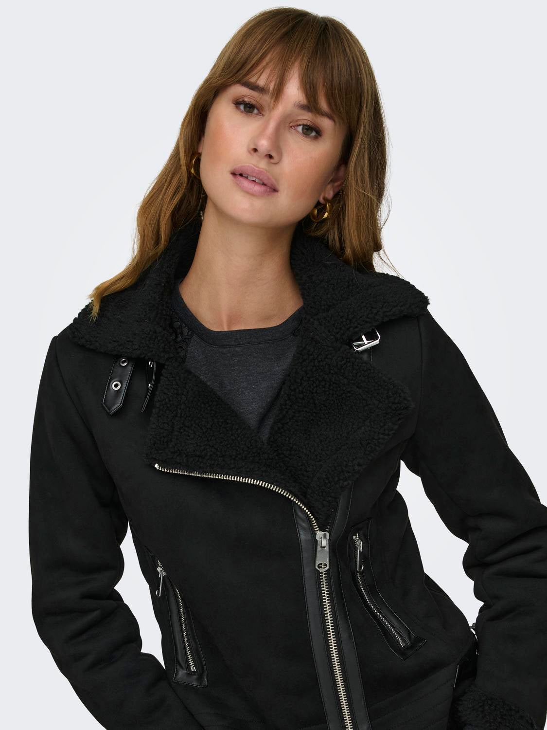 Black aviator hotsell womens jacket