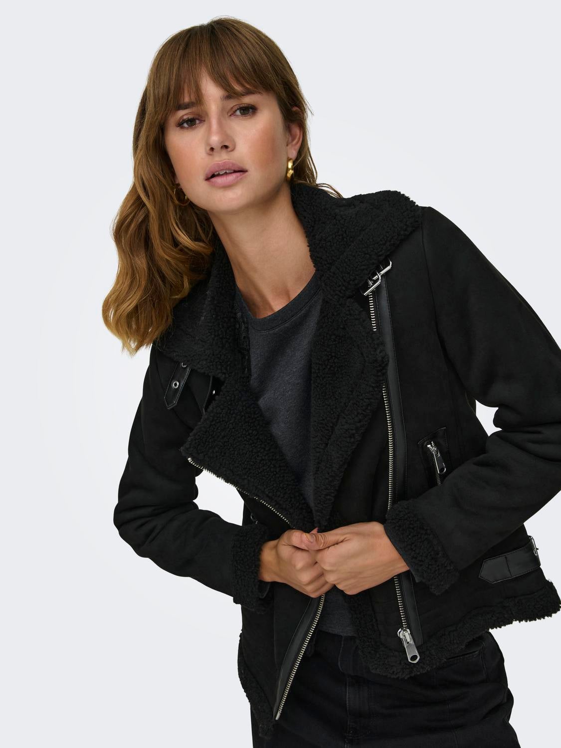 Bonded aviator hotsell jacket black