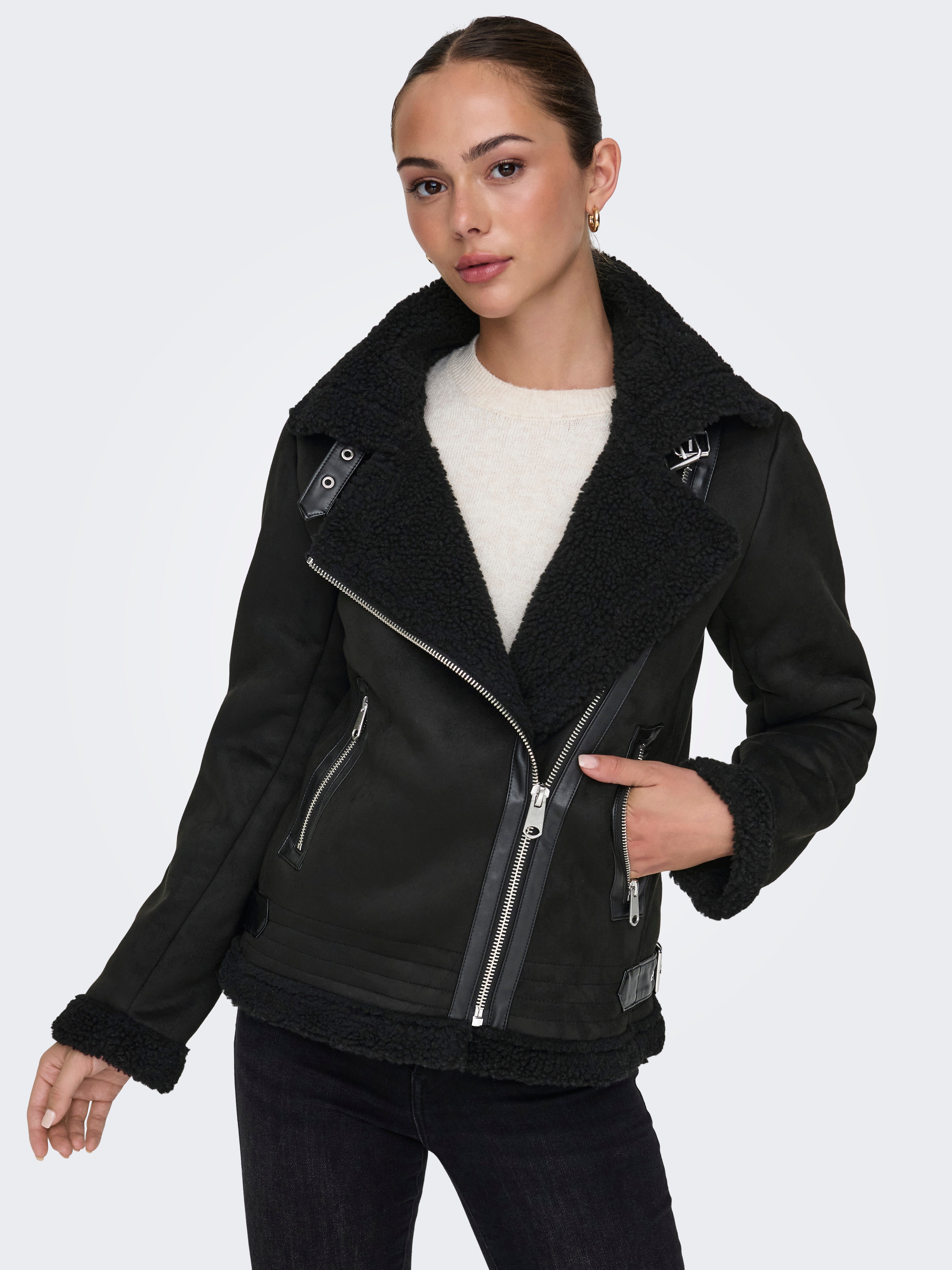 ONLNEWDIANA Bonded aviator jacket Black ONLY