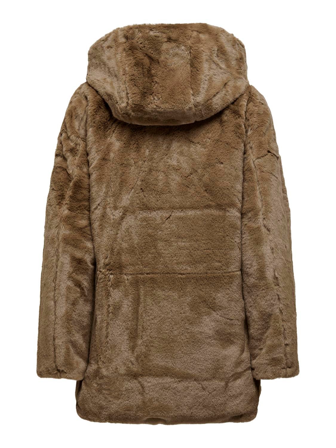 Long tan faux outlet fur coat