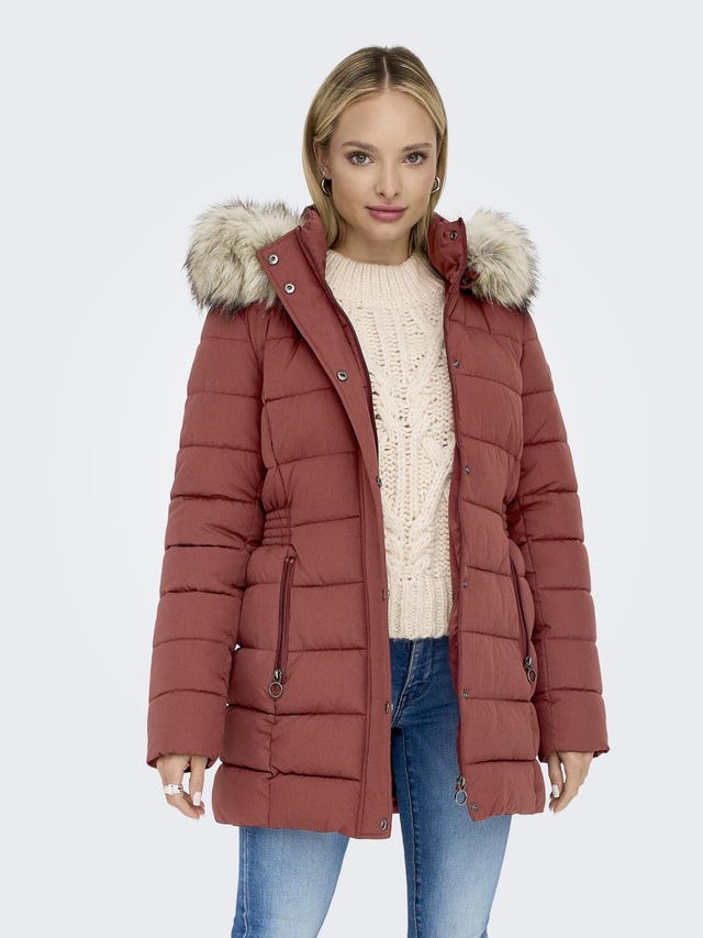 ONLY Hood with detachable faux fur edge Jacket - 15304781