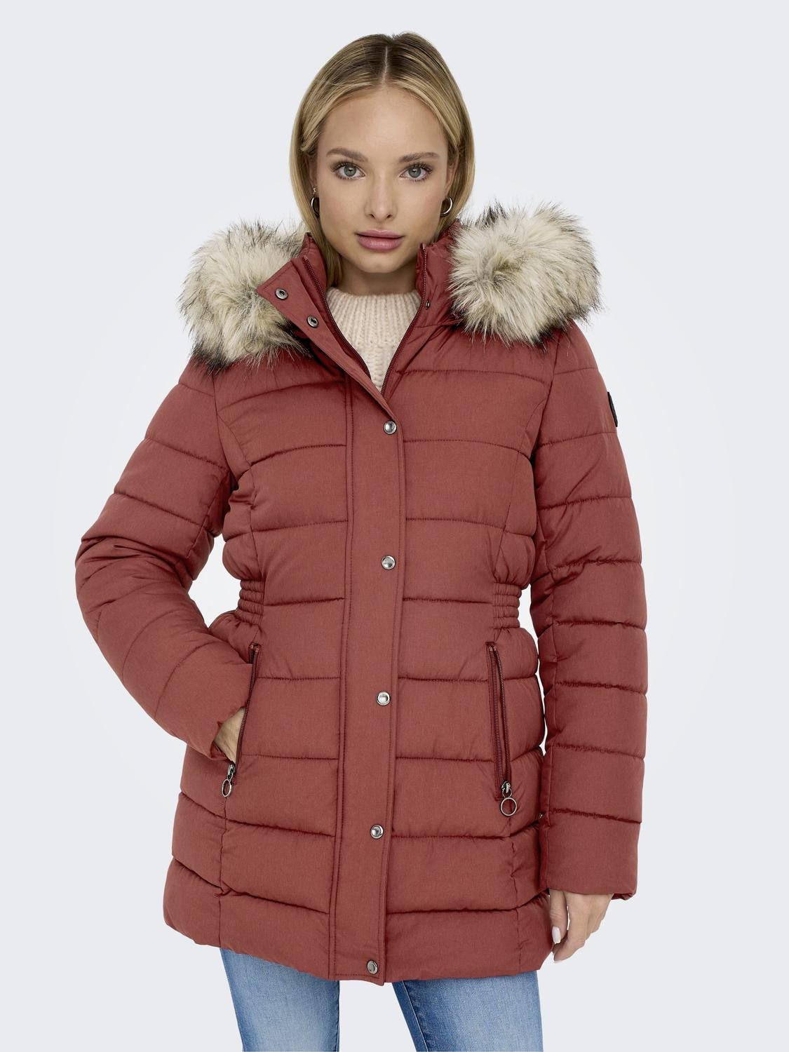 ONLY chaqueta con capucha de abrigo femenino, Aceite de argán., XS:  : Moda