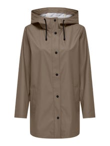 ONLY Long rain jacket with buttons  -Walnut - 15304784