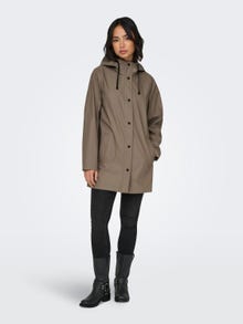 ONLY Long rain jacket with buttons  -Walnut - 15304784