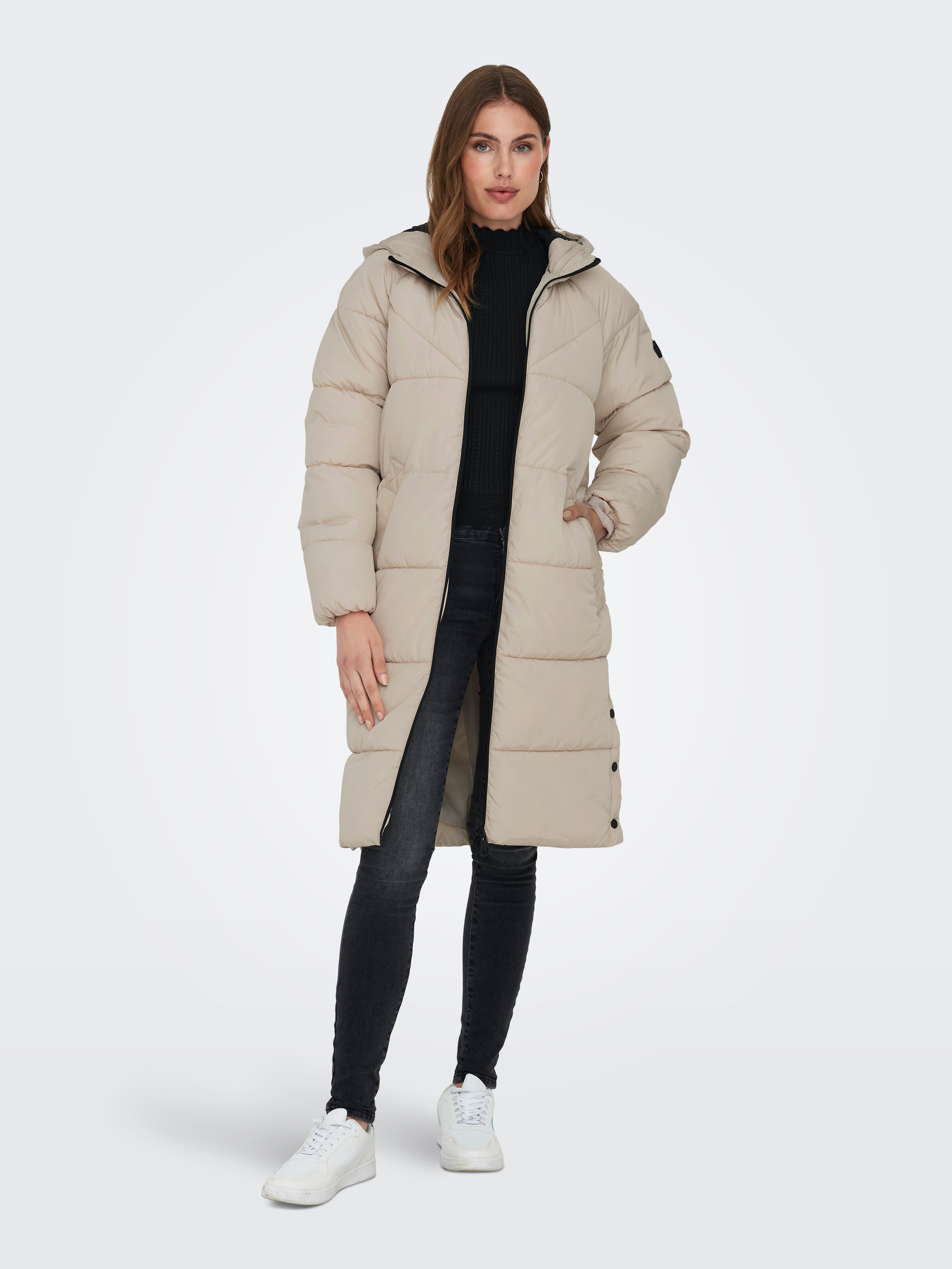 Long puffer coat | Light Grey | ONLY®