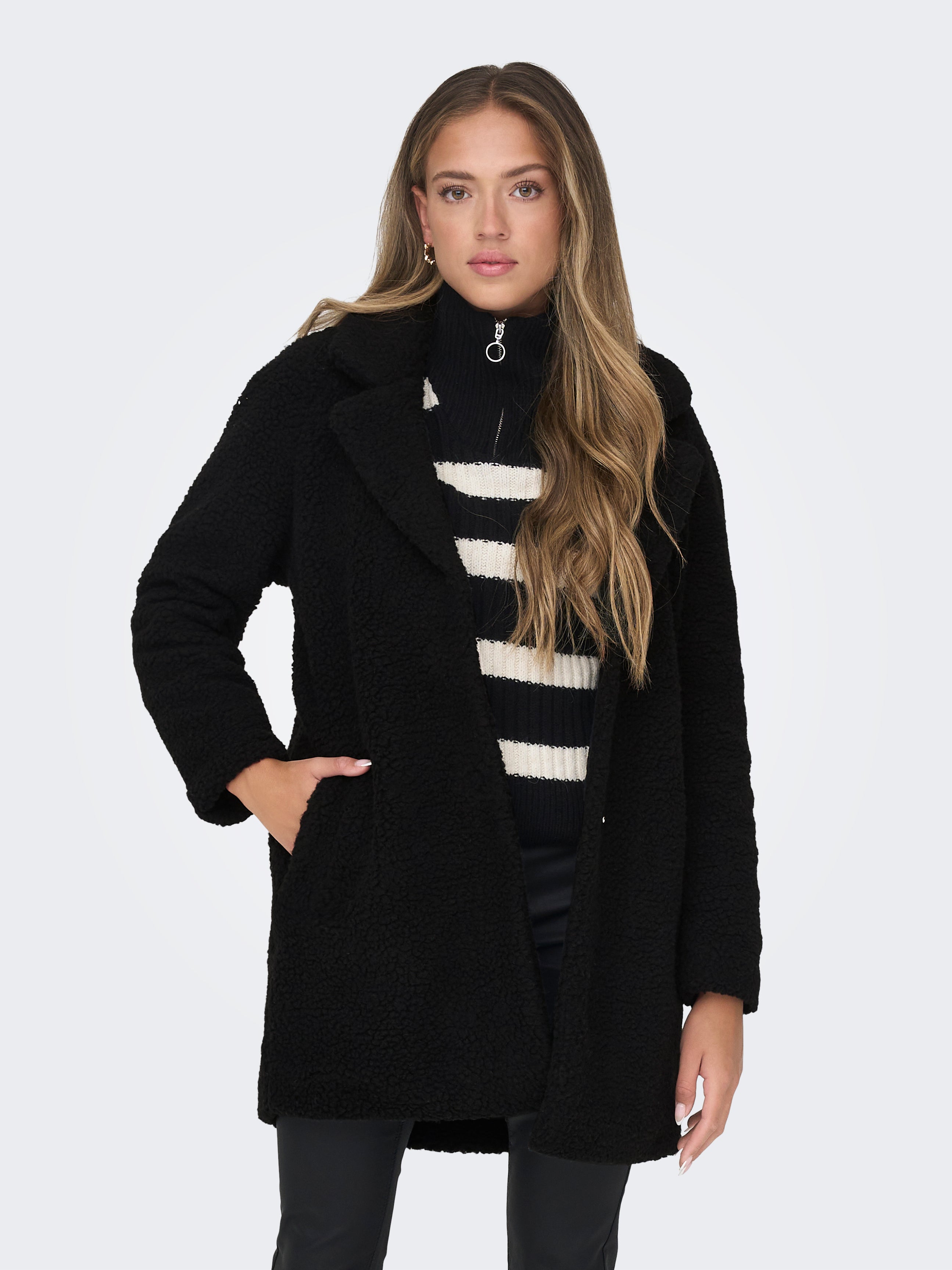 ONLNEWAURELIA Teddy jacket | Black | ONLY®