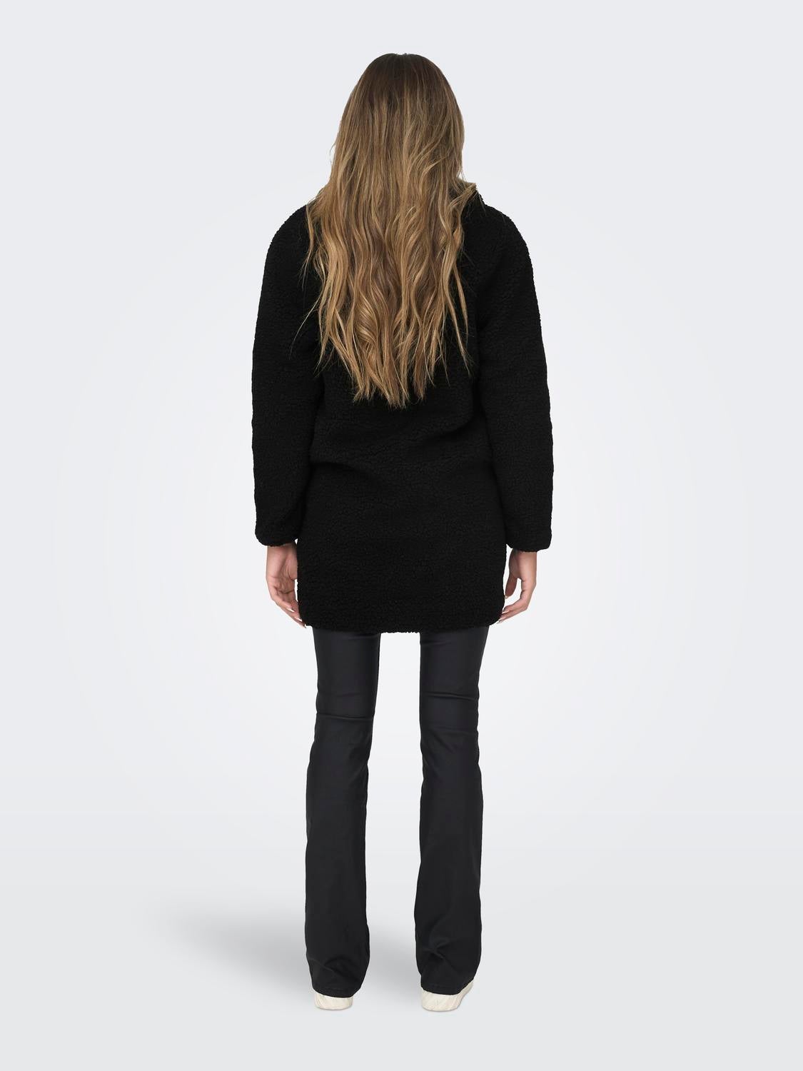 Black long teddy jacket online