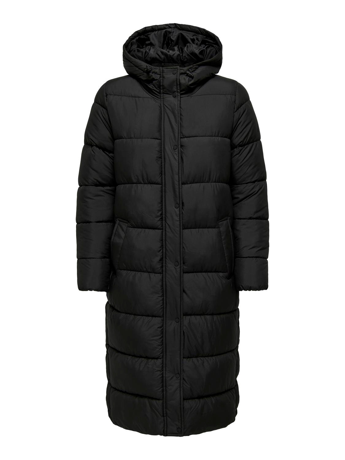 ONLY Long hood coat -Black - 15304791