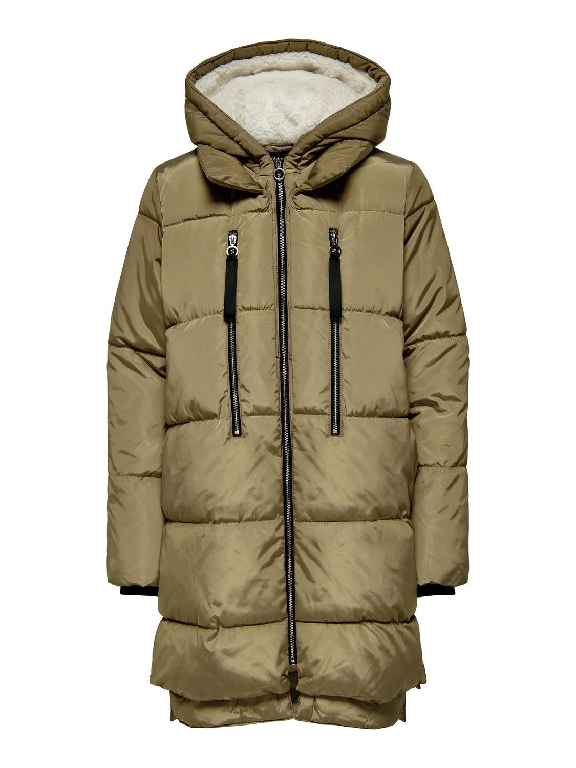ONLY Hood Ribbed cuffs Coat -Otter - 15304792