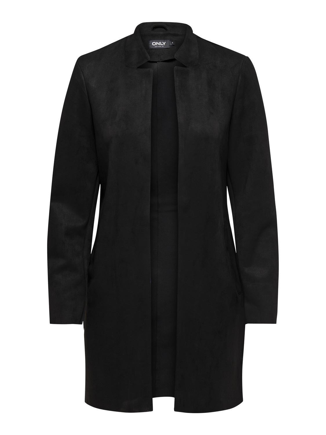 ONLY Faux suede fabric coat -Black - 15304794