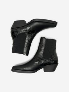 ONLY Imiteret læder cowboy støvler -Black - 15304869