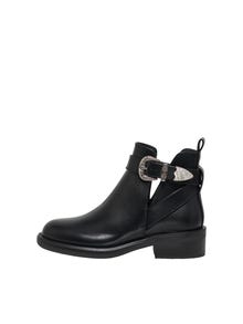 ONLY Faux leather boots with buckle -Black - 15304987