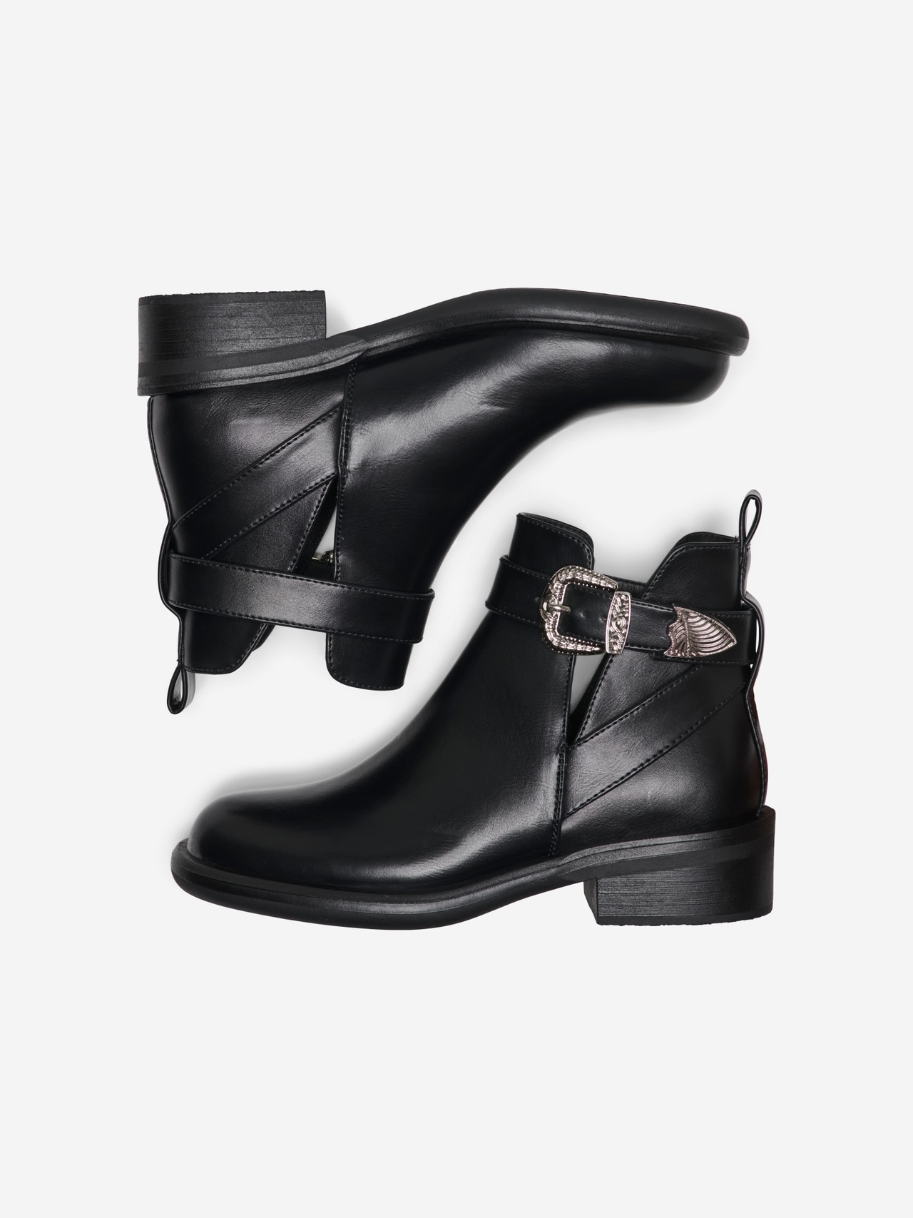 ONLY Imiteret læder støvle med spænde -Black - 15304987
