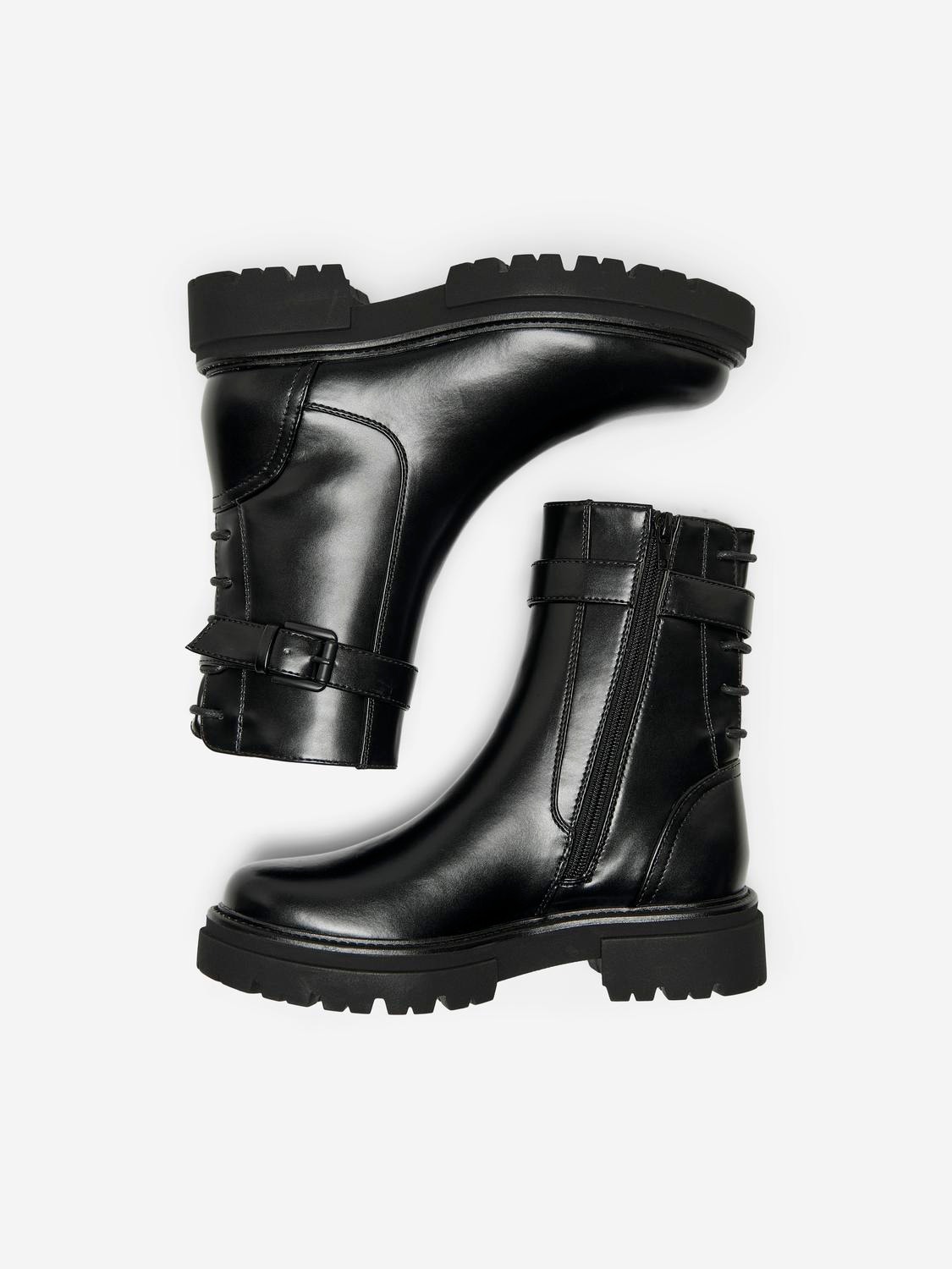 ONLY Leather look boots -Black - 15305003