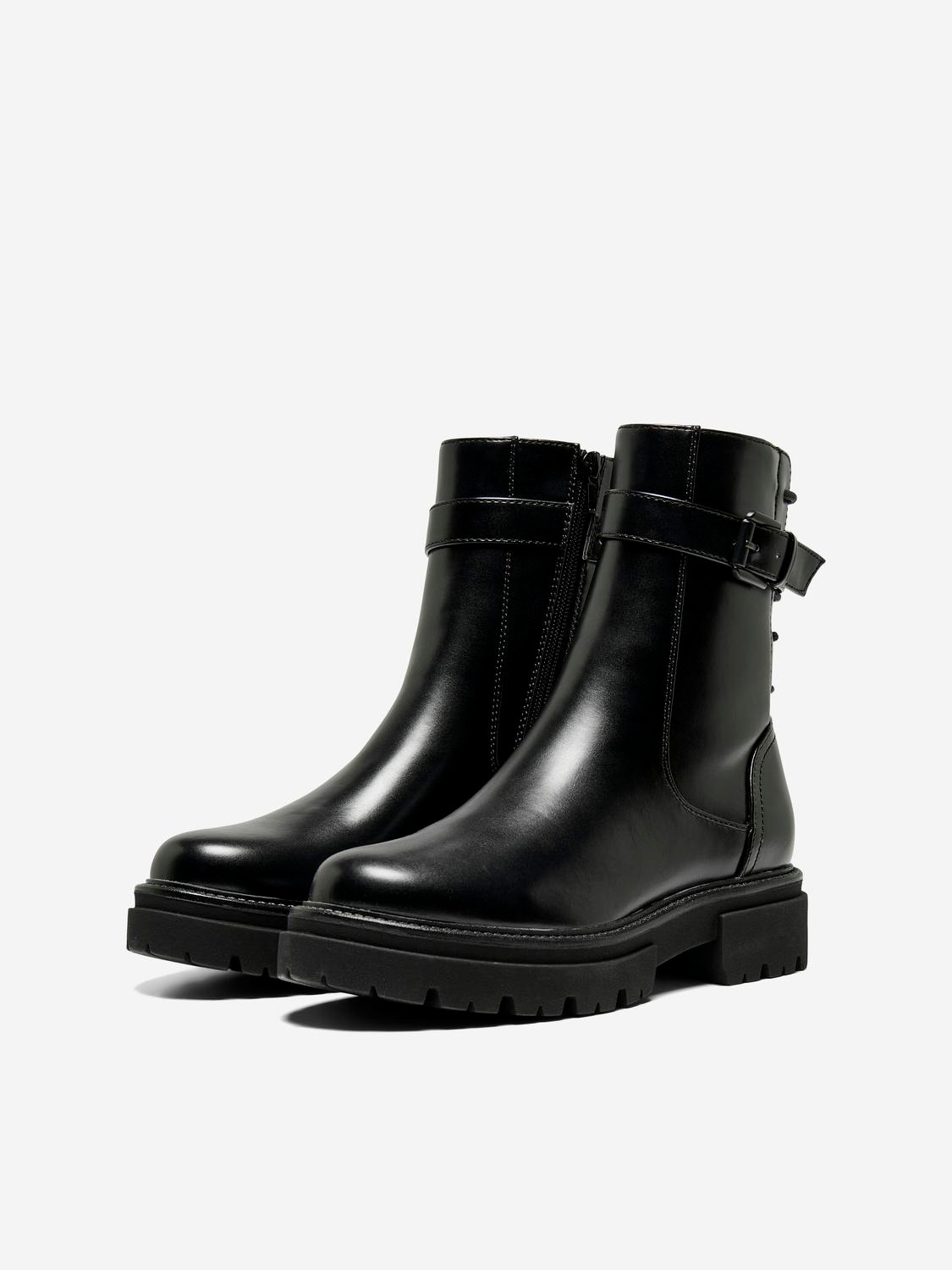 ONLY Leather look boots -Black - 15305003