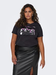 ONLY curvy O-hals t-shirt med print -Phantom - 15305519