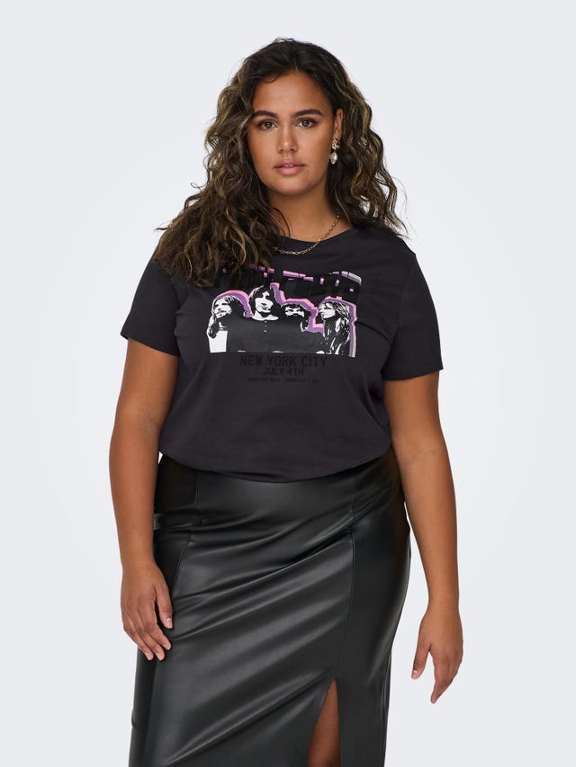 ONLY curvy O-neck t-shirt with print - 15305519