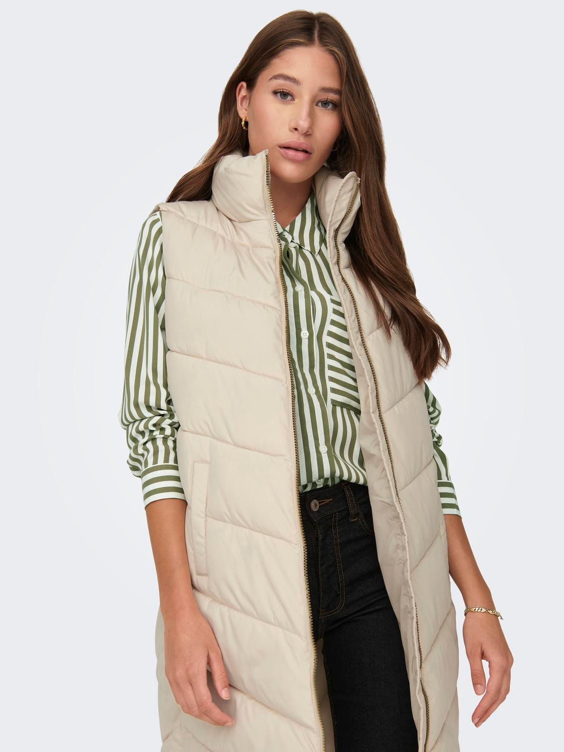 ONLY Long vest with high neck -Moonbeam - 15305655