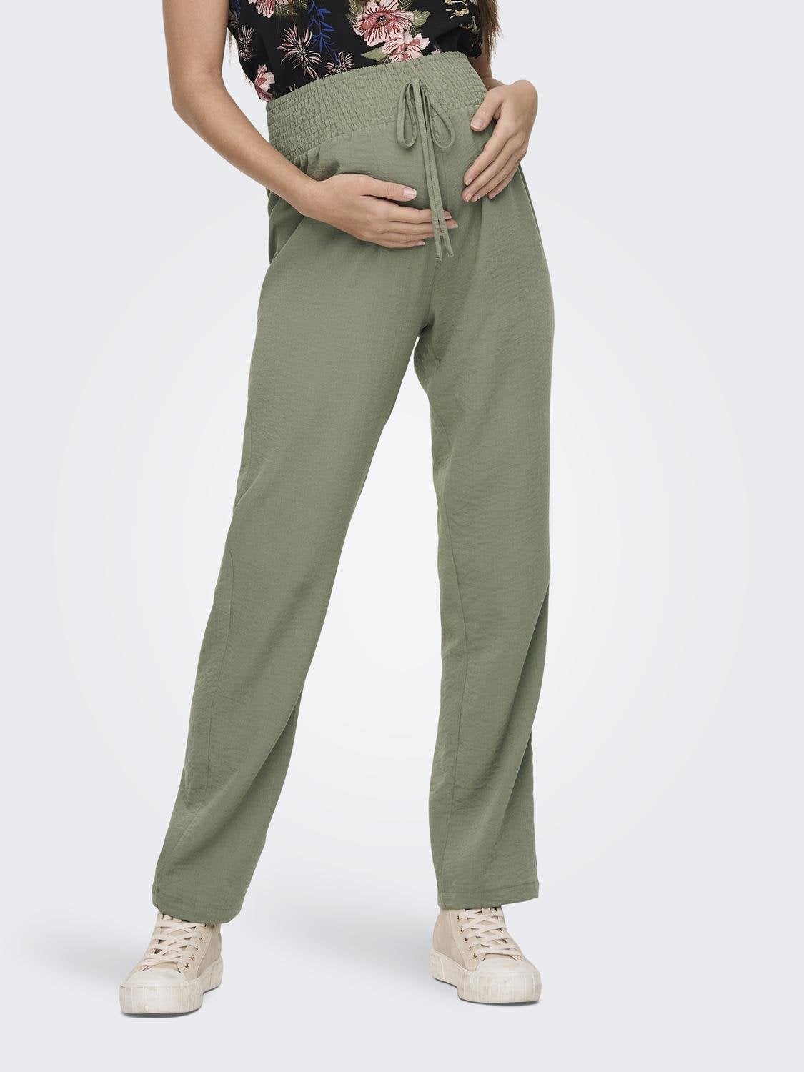 ASOS DESIGN Maternity minimal cargo trouser in khaki with contrast  stitching | ASOS